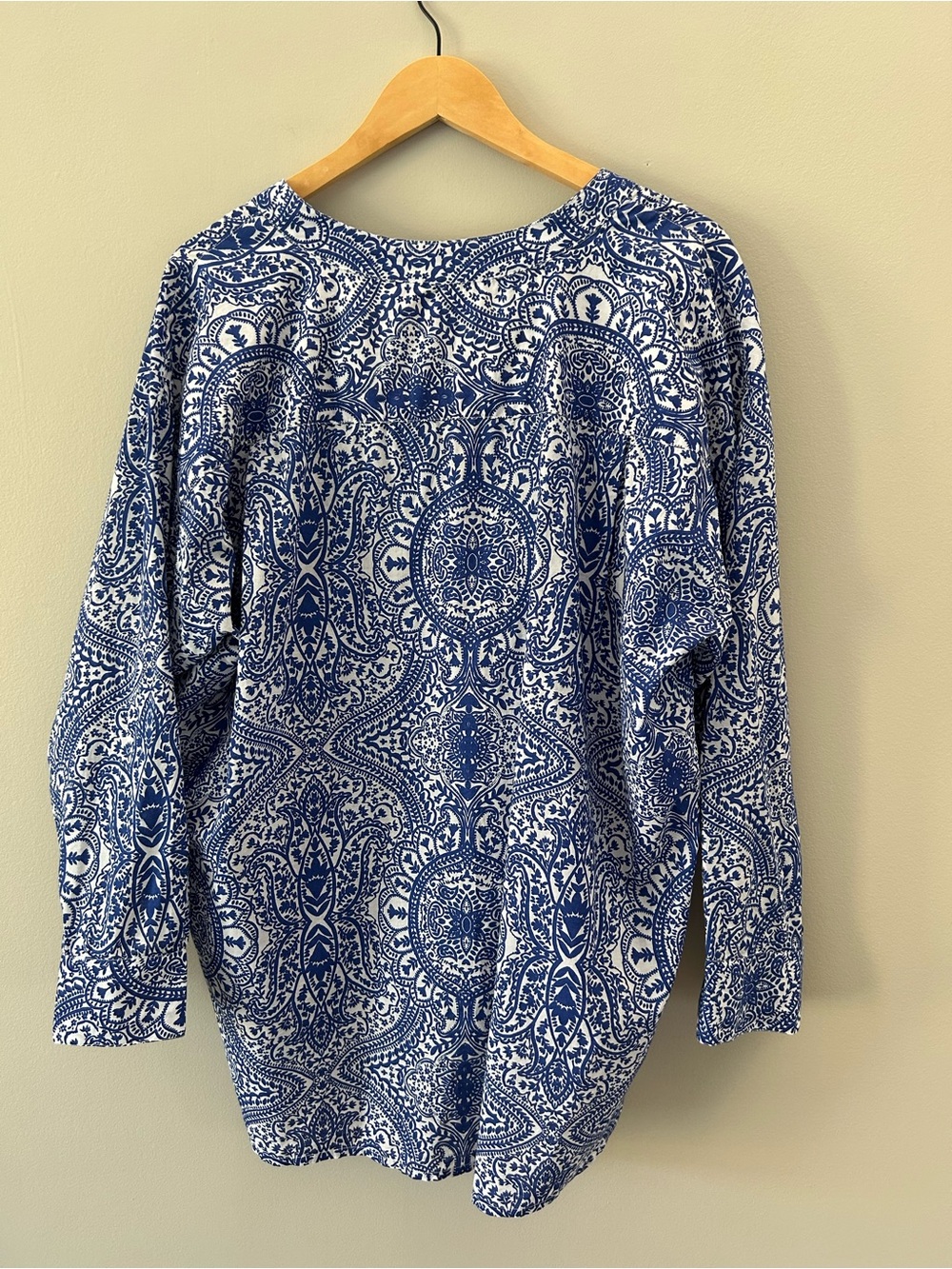 Part Two Organic Cotton Blue White Paisley Print Scandinavian Tunic Blouse Top - Picture 8 of 9